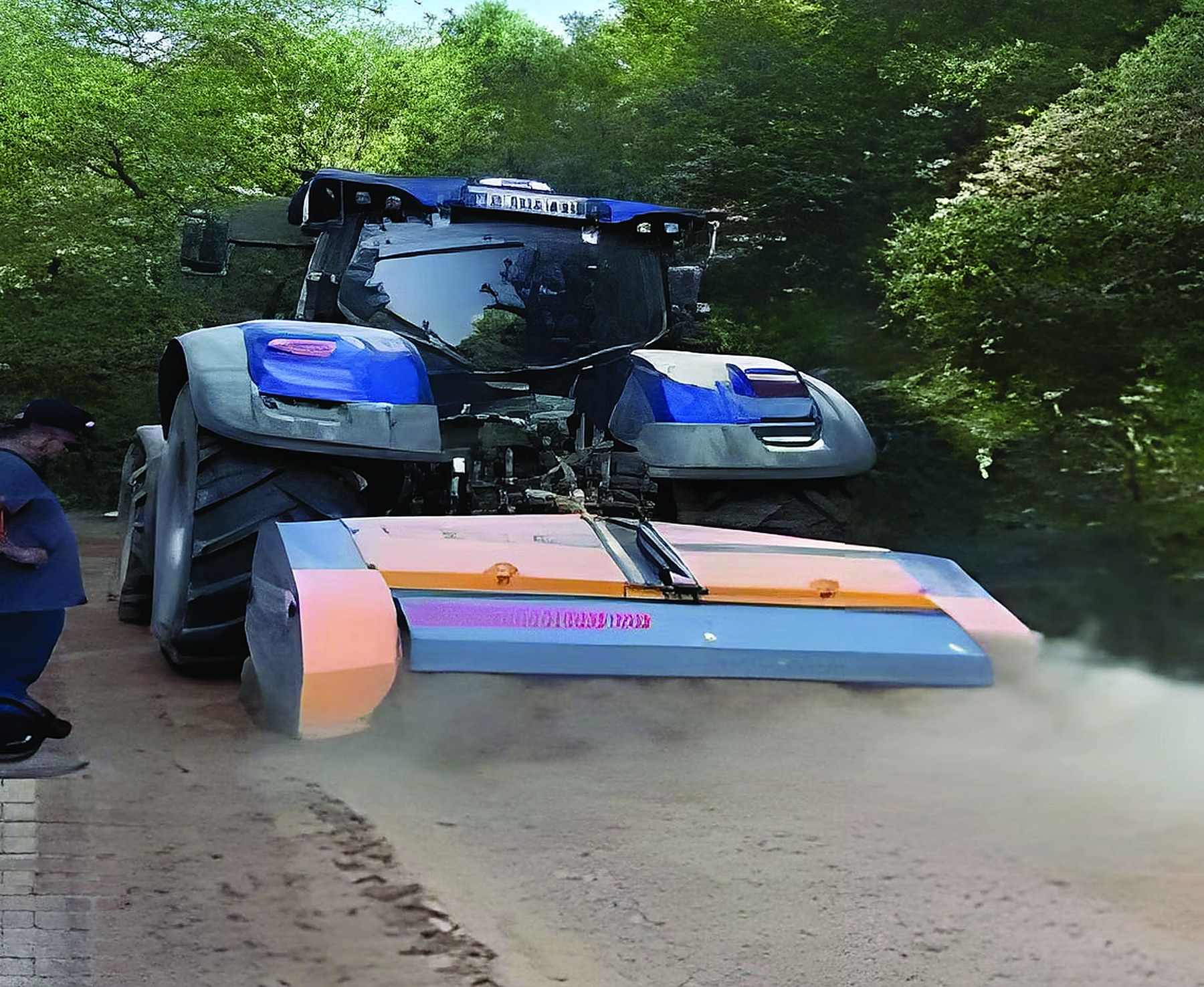 Machine appliquant le stabilisateur NOVAROADS sur une route en terre